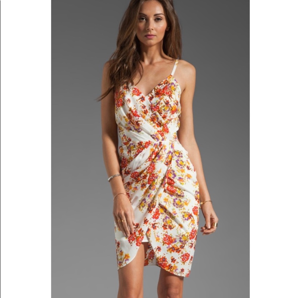 MM Couture Spaghetti Strap Drape Dress - Red Print